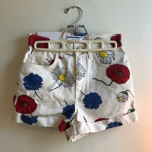 American Apparel Floral Denim Shorts - 24